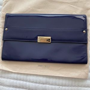 Jimmy Choo Blue patent leather clutch